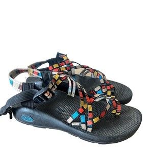 Chaco Women's ZX2 Classic Sandals Red Blue Yellow Straps Sz 9 Lineup Cerulean